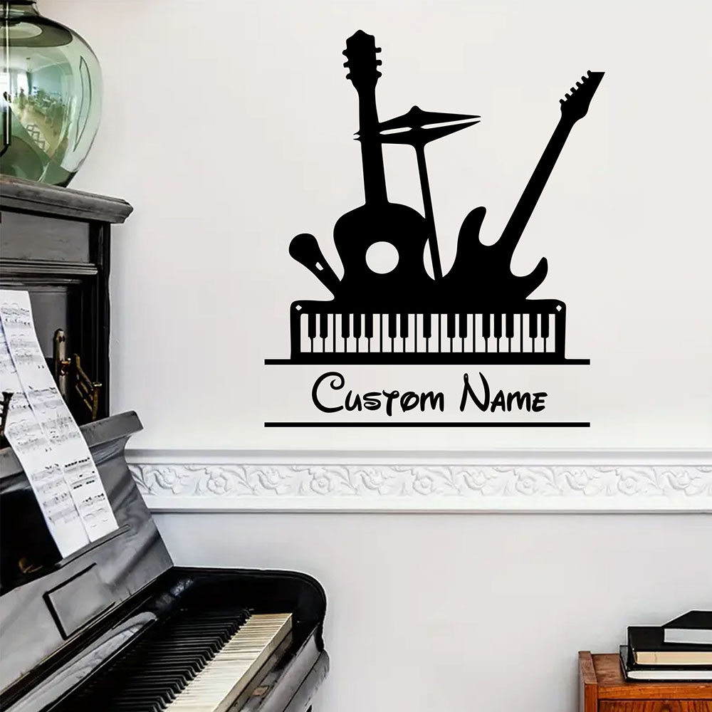 Musical Instrument With Names - 1PC Adesivo Murale in Vinile con
