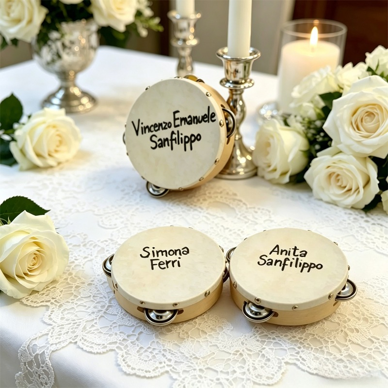 Musical Instrument With Names - 3/5 pezzi ﻿ Tamburelli Nuziali Personalizzati